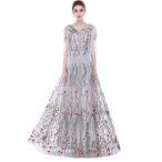 Dobelove Women's Long Sleeves Floral Embroidery A-line Evening Dress