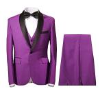 Mens One Button 3 Piece Suit Slim Fit Blazer Jacket Vest &amp; Trousers(Sm