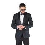 AZAR MAN Slim Fit 1 Button Shawl Satin Collar Floral Jacket Tuxedo Din