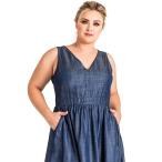 Standards &amp; Practices Plus Size Women's V-Neck A-Line Tencel Denim Max