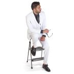 AZAR MAN Slim Fit 3 Piece White Suit (44 Regular 37/38 Waist 32 Length