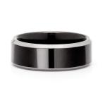 Eve's Addiction Engravable 8 mm Black Tungsten Ring with Beveled Edges