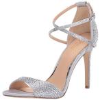 Badgley Mischka Jewel Women's Dillon Heeled Sandal, Silver Satin, 9.5