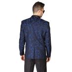 AZAR MAN Slim Fit 1 Button Shawl Satin Collar Floral Jacket Tuxedo Bla