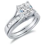 Size 8.5 - Solid 925 Sterling Silver Bridal Set Princess Cut Solitaire