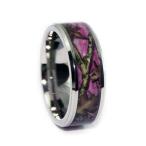 #1 Camo Bevel Titanium Pink Ring - Pink Camouflage Bands - Pink Camo W