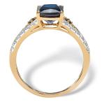 Emerald-Cut Lab Created Blue Sapphire and CZ 18k Gold over .925 Sterli