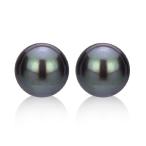 14K Yellow Gold Cultured Freshwater Black Pearl Studs Earrings for Wed