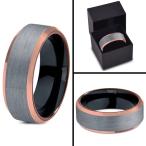 Midnight Rose Collection Tungsten Wedding Band Ring 8mm for Men Women