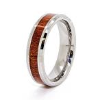 Unique 6mm Tungsten Carbide with Wood Inlay Wedding Band Size 8