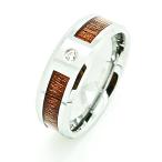 Unisex 8mm Tungsten Carbide Wedding Band with Wood Grain Inlay &amp; Clear