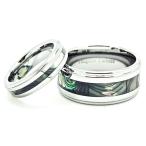 Matching 5mm &amp; 10mm Tungsten Carbide Abalone Shell Inlay Wedding Bands