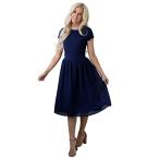 Lucy Modest Chiffon Dress In Navy Blue, Modest Bridesmaid Dress In Dar