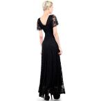 EVANESE Women's Plus Size Formal Party Lace Long Dress Gown with Short