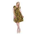 JC Womens Plus Size Vintage Flower Printed Midi Flare Flowy Dress Made