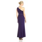 JS Boutique Women's One Shoulder Jersey Gown with Beaded Waist Trim, P
