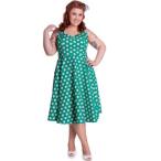 Hell Bunny Plus Size Easter Green and White Polka Dot Halter Dress (4X