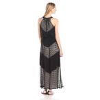 London Times Women's Maxi Diamond Dot Crochet Dress, Black/Nude, 6