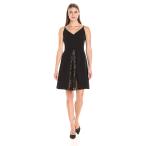 Maggy London Women's Dream Crepe Fit and Flare with Feminine Lace, Bla