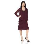 S.L. Fashions Women's Embellished Tiered Jacket Dress (Petite and Regu