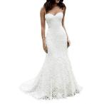 Eldecey Women's Lace Beach Wedding Dress Long Boho Floor Length Bridal