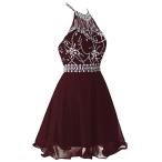 Topdress Women's Short Beaded Prom Dress Halter Homecoming Dress Backl