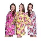 Taniri Set of 3 Cotton Floral Kimono Robes for Bride and Bridesmaids W