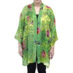 Women's Hand Painted Spring Floral Burnout Silk Kimono Jacket Plus Siz