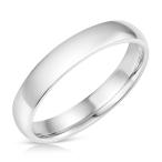 Ioka - 14k Solid White Gold 4mm Plain Comfort Fit Wedding Band - size