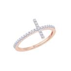 AFFY Mothers Day Jewelry Gifts White Natural Diamond Cross Ring in 10K