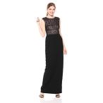 Adrianna Papell Women's Cap Sleeve Beaded Long Dress with Crepe Skirt,