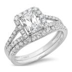 Clara Pucci 1.5 CT Emerald Cut CZ Pave Halo Bridal Engagement Wedding