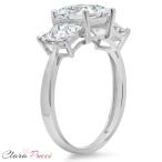 Clara Pucci 2.9 CT Three Stone Princess Cut Solitaire Ring Engagement