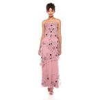 Adrianna Papell Women's Floral Beaded Gown with Asymmetrical Tiered Sk