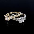 Ioka - 1.5 Ct. Cubic Zirconia CZ 3 Stone Princess Cut Engagement Ring