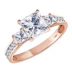 AFFY Mothers Day Jewelry Gifts 10K Solid Rose Gold Princess Cut Cubic