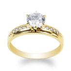 JamesJenny 10K Yellow Gold 1.0ct Clear CZ Fancy Engagement Solitaire R