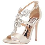 Badgley Mischka Women's Leah Heeled Sandal, Ivory Satin, 6.5 M US