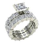 Princess Cut Eternity Diamond Shank &amp; Eternity Wedding Band Ring 7.38