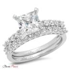 Clara Pucci 2.76ct Princess Cut CZ Halo Bridal Engagement Wedding Ring