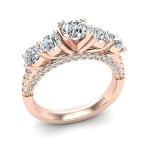 1.94 ct tw Five Stone Diamond Wedding Ring 14K Rose Gold (Ring Size 6)