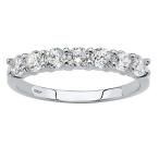 Solid 10K White Gold Round Cubic Zirconia Stackable Single Row Band Si