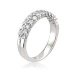 14k White Gold Round Diamond Double Row Bridal Wedding Band Ring (1 ct