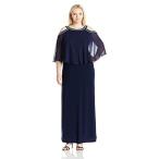 Alex Evenings Women's Plus-Size Cold Shoulder Popover Dress, Navy 22W