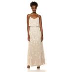 Adrianna Papell Women's Beaded Dress with Popover Bodice, Biscotti, 12