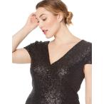Dress the Population Women's Size Allison Plunging Sequin Fitted Midi