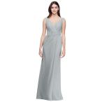 David's Bridal Faux-Wrap Pleated Chiffon Bridesmaid Dress Style F19585