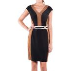 Joseph Ribkoff Black &amp; Brown Faux Suede Belted Dress Style 164449 - Si