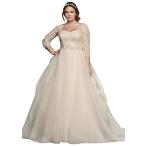Oleg Cassini Plus Size Organza 3/4 Wedding Dress Style 8CWG731, Ivory,