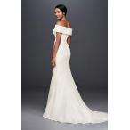 Off-The-Shoulder Mikado Trumpet Wedding Dress Style WG3880, Ivory, 4